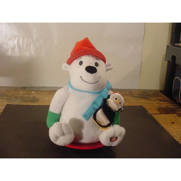 HALLMARK Snowtime Pals Plush Polar Bear and Penguin on Sled - Sings & Rocks - 2 - Picture 1 of 6